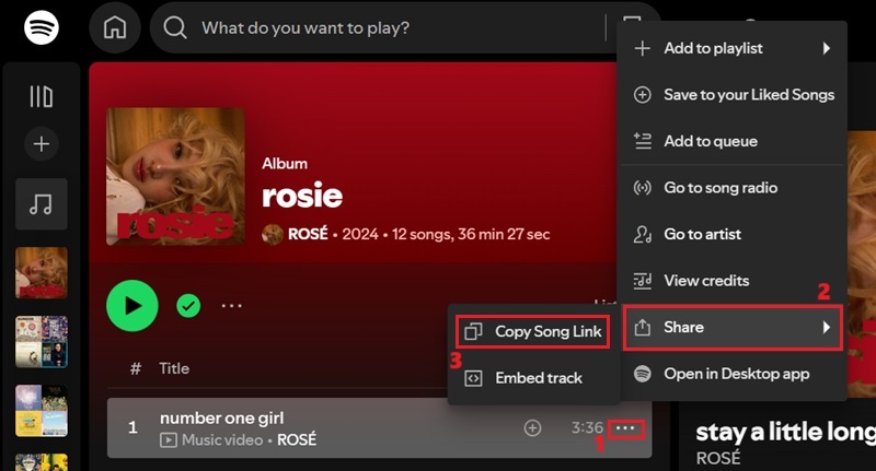 copy the spotify song link
