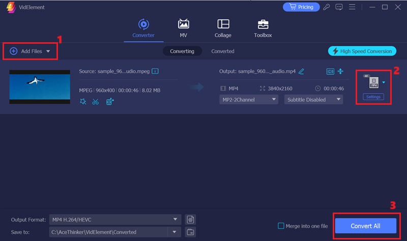 videlement convert mpeg
