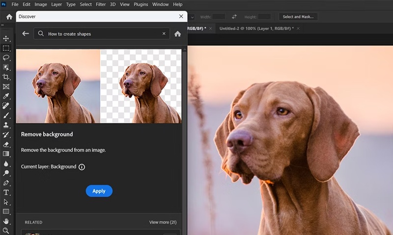 remove background in photoshop using the button
