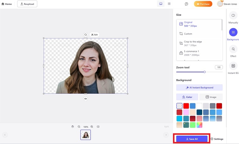 save the image with transparent background using picwish