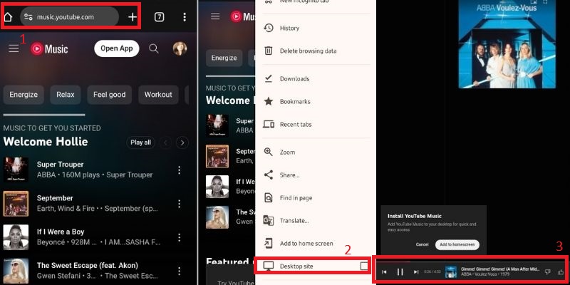 play youtube music on android