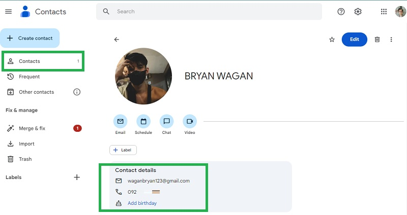 recover contacts on google contacts