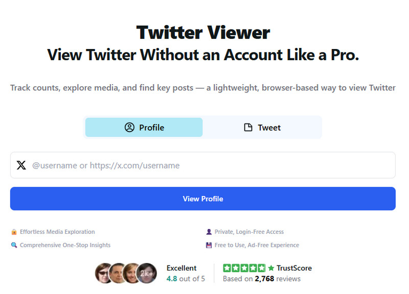 twitter viewer interface