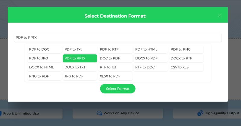 Choose PPT as the Output Format