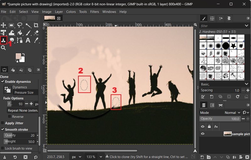 gimp clone stamp