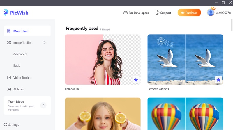  picwish interface