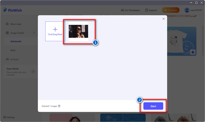 upload your photo in picwish enlarge tool