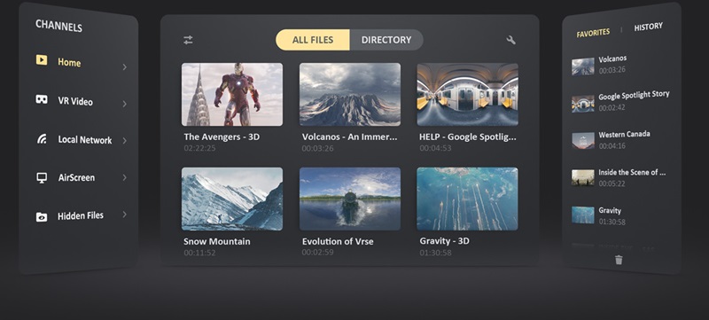 skybox vr player interface