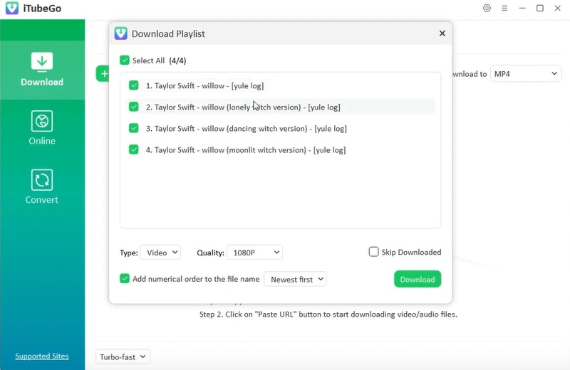 download youtube playlist itubego