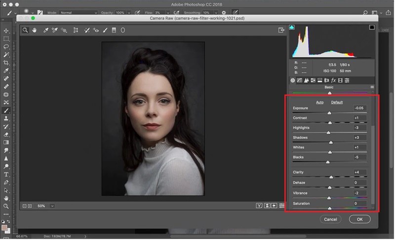 adjust exposure and color balance