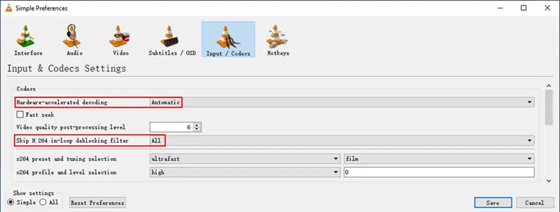 change skip h.264 in-loop deblocking filter