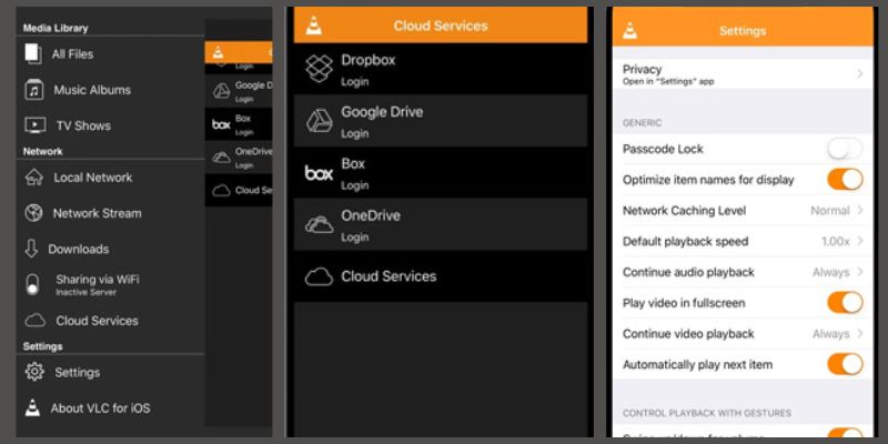 vlc media player interface in iphone