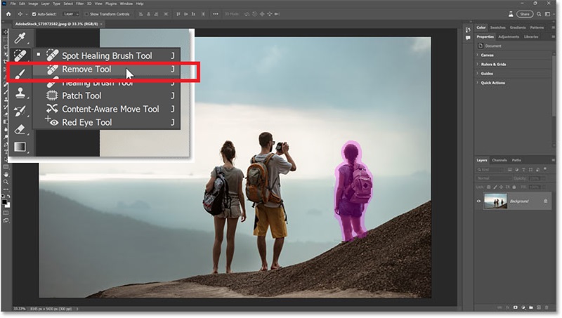 photoshop remove tool interface