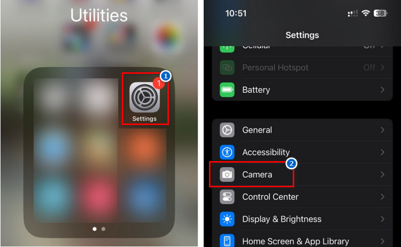 navigate camera settings on iphone settings