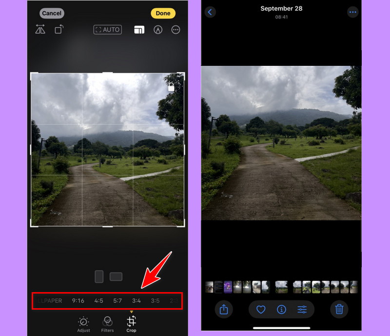 start to crop the photo