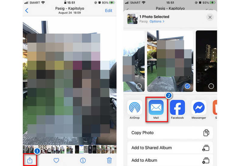 share the photo via mail app