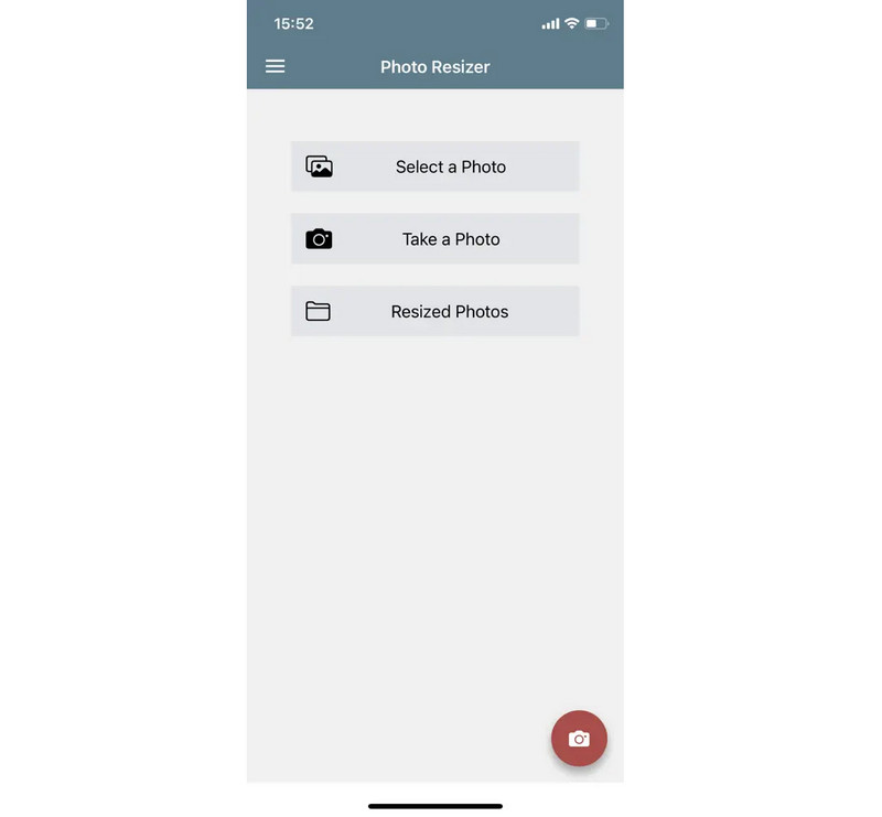 photo resizer interface