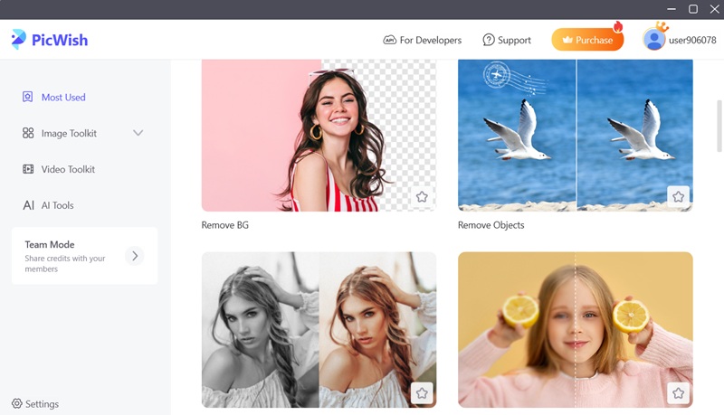 picwish interface