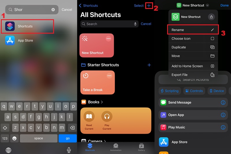 create new shortcut