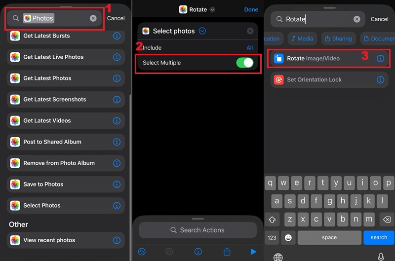 shortcuts add actions