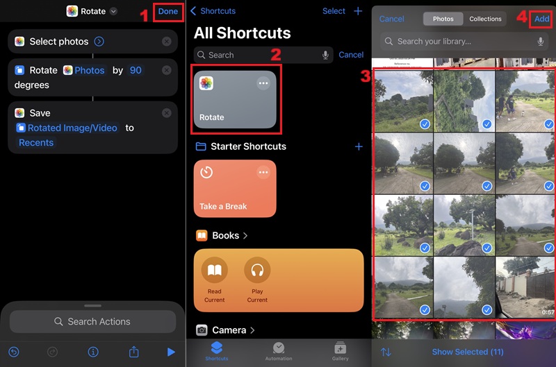 shortcuts rotate image