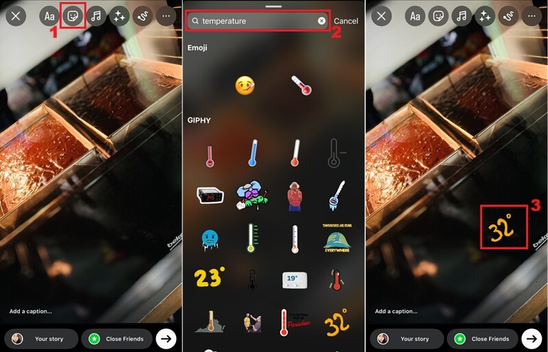 add temperature to instagram story add temperature