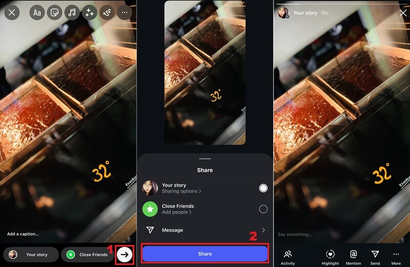 add temperature to instagram story post instagram story