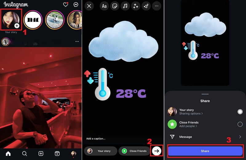 share instagram story