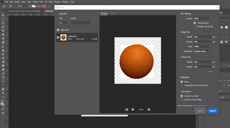 export the image as transparent png