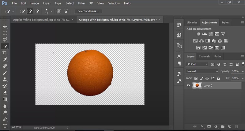 remove the background and reveal transparency