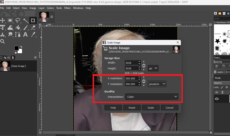 adjust resolution and interpolation