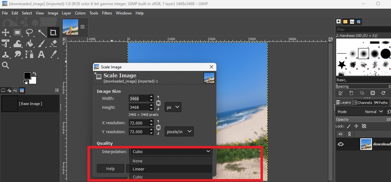 gimp interpolation methods to upscale