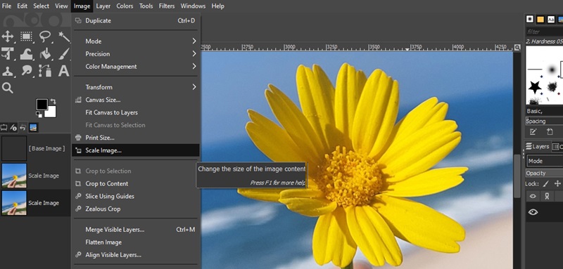 resampling image in gimp