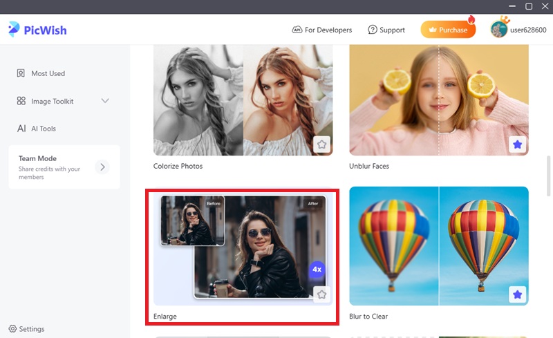 launch picwish and access the tool