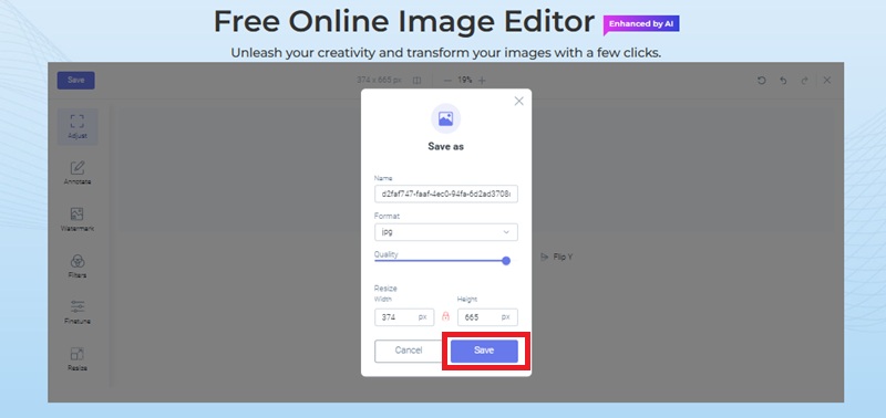 preview and save your edited photo