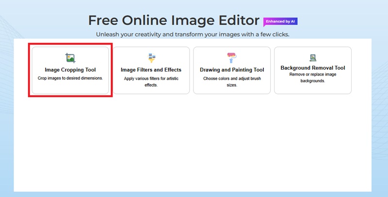 visit the page and navigate to crop tool