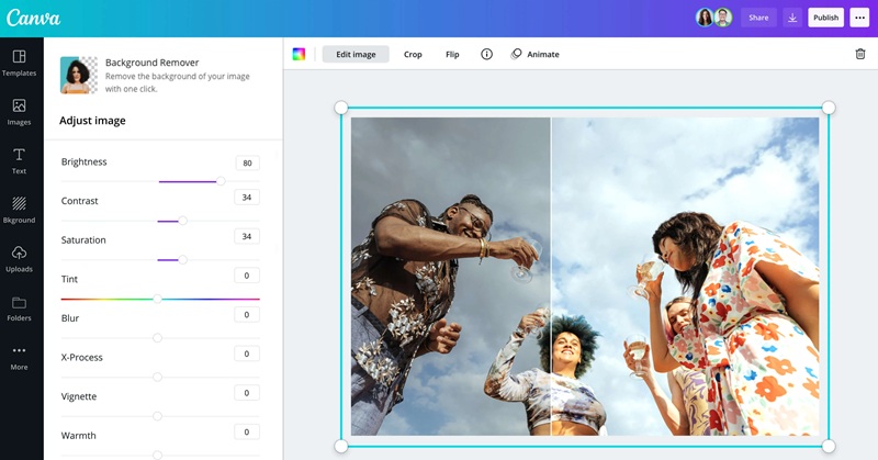 canva photo editor interface