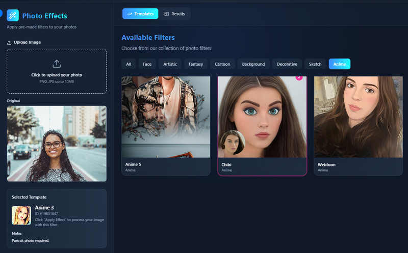 select an anime filter