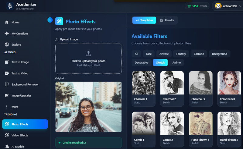 choose ai model and drawing effect