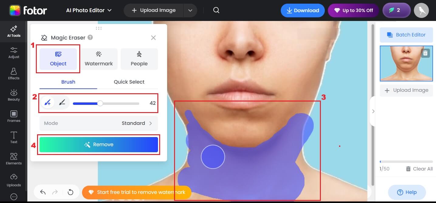 remove double chin in fotor