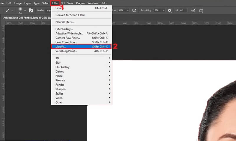 access liquify to refine facial features