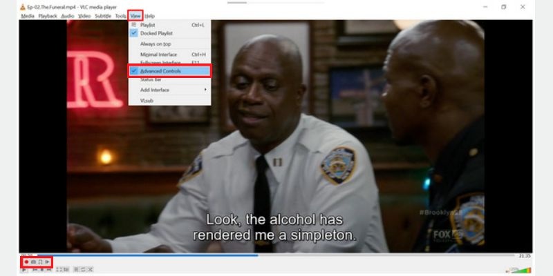 on-screen frame by frame button