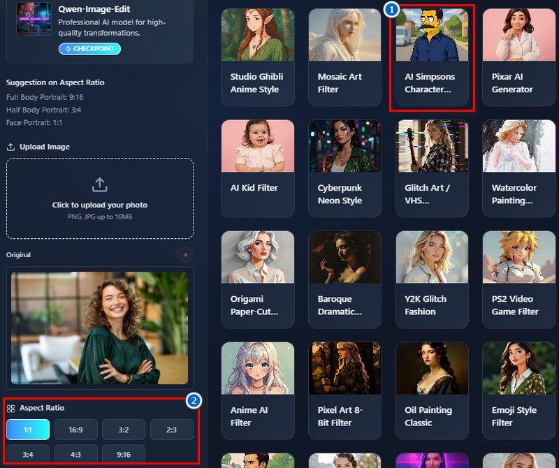 choose the simpsons filter