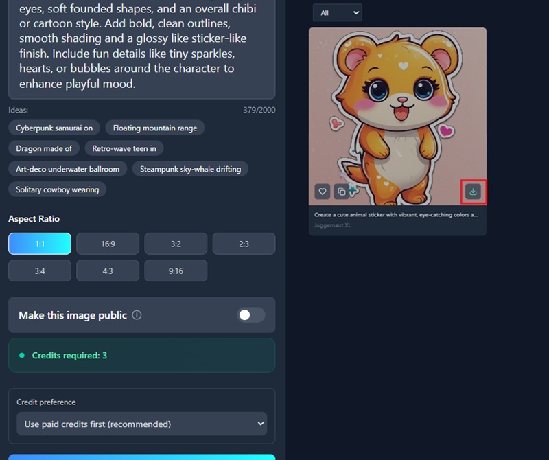 download generated sticker