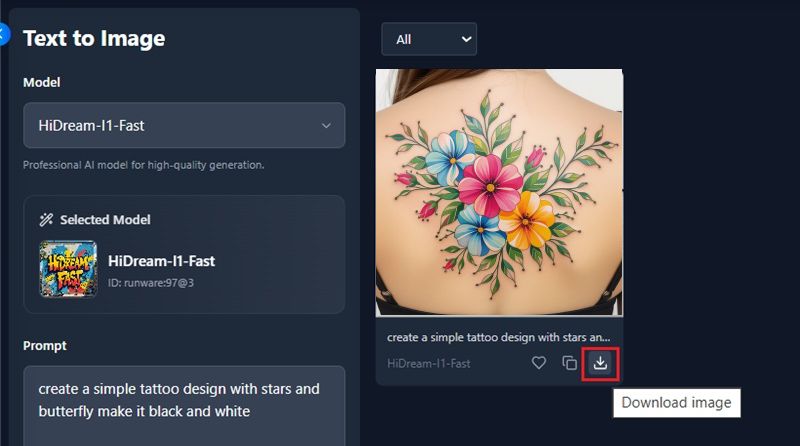 download the generated tattoo