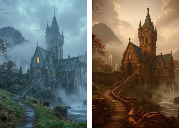 transform landscape into steampunk style