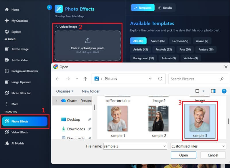 photo effects upload image
