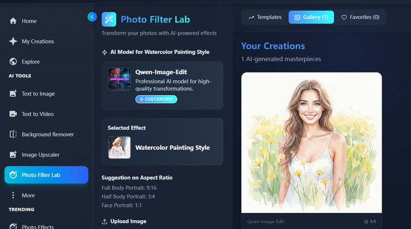 apply the watercolor filter