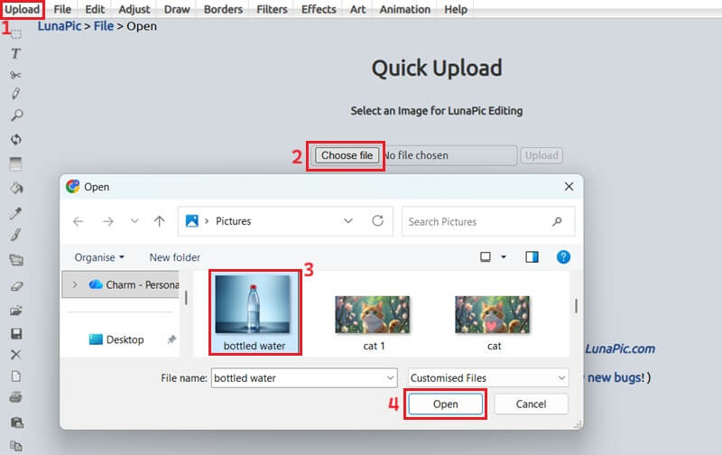 remove background in lunapic upload image