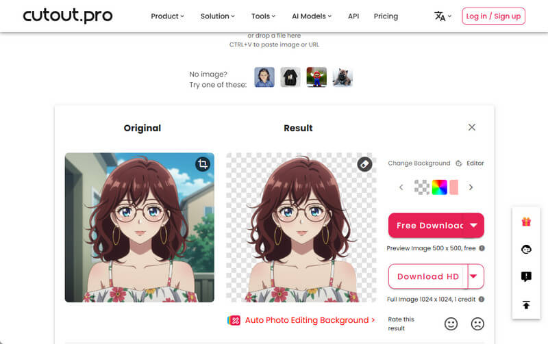 remove background with cutout pro